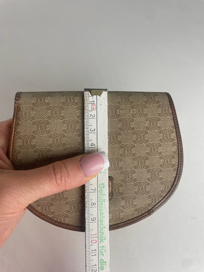 Vintage Celine Paris Leather Monogram Wallet Beige Brown