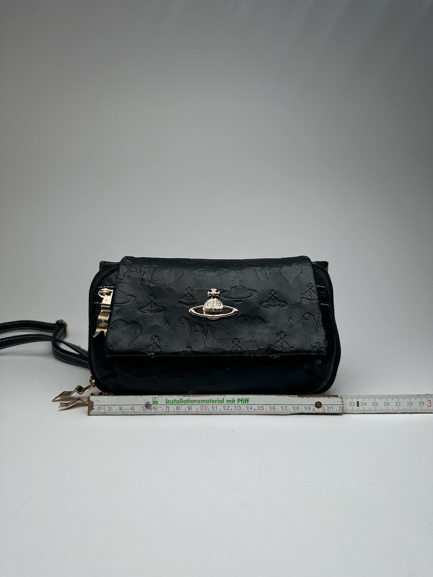 Sac vintage en cuir noir Vivienne Westwood