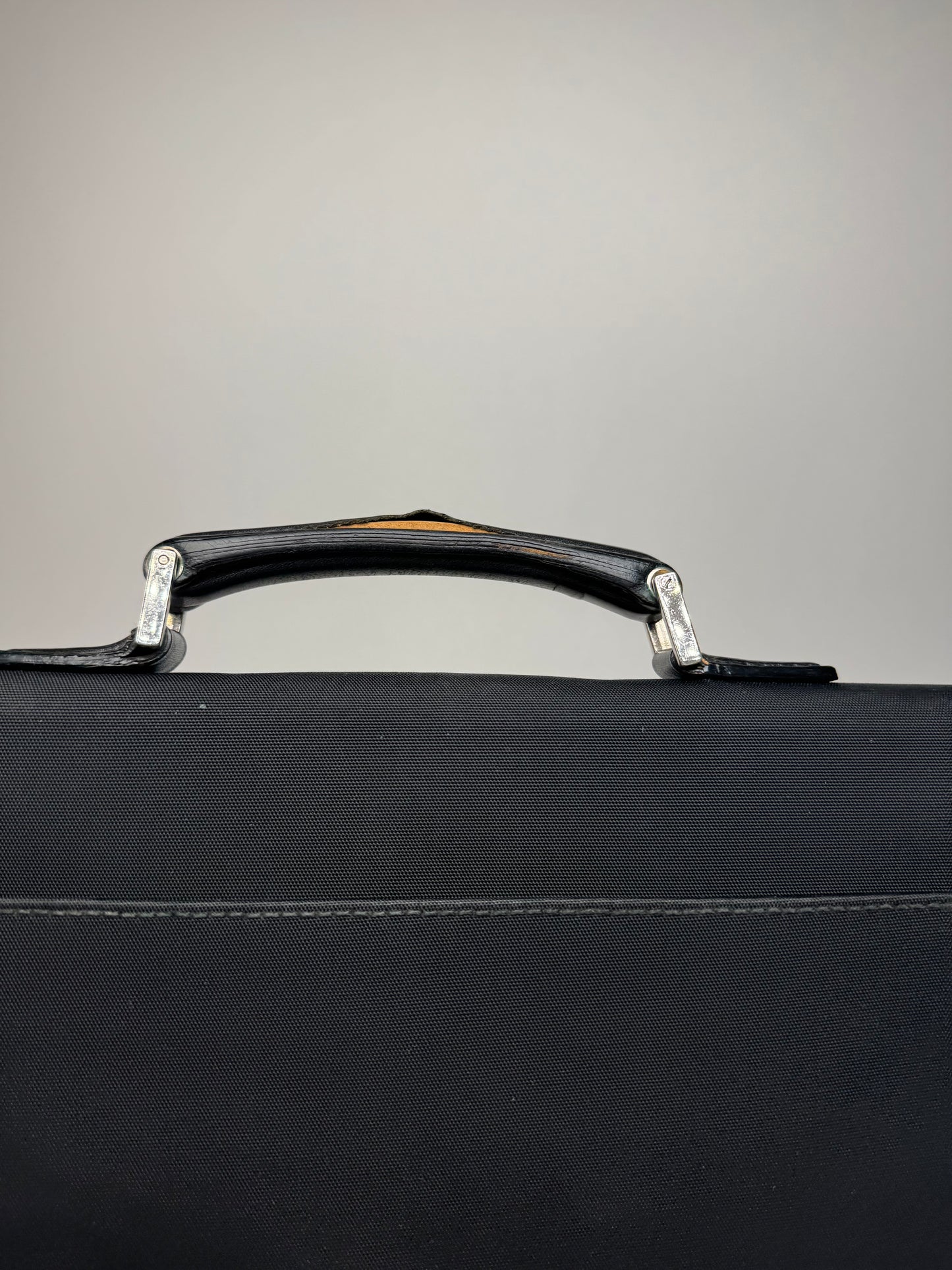 Vintage Gucci Polyester Leather Briefcase Black
