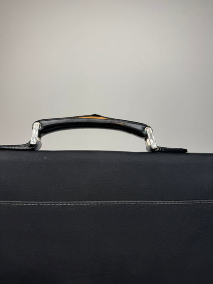 Vintage Gucci Polyester Leather Briefcase Black