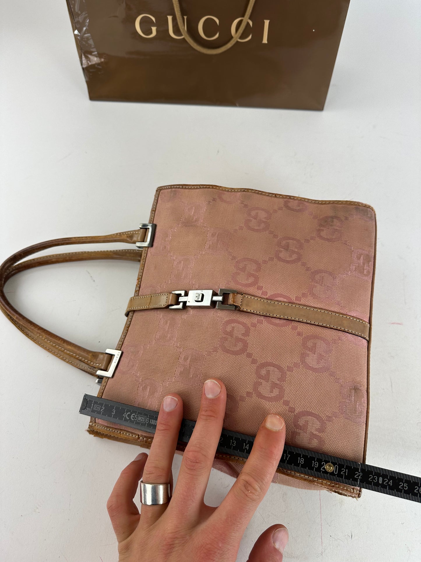 Vintage Gucci GG Canvas Handbag Pink