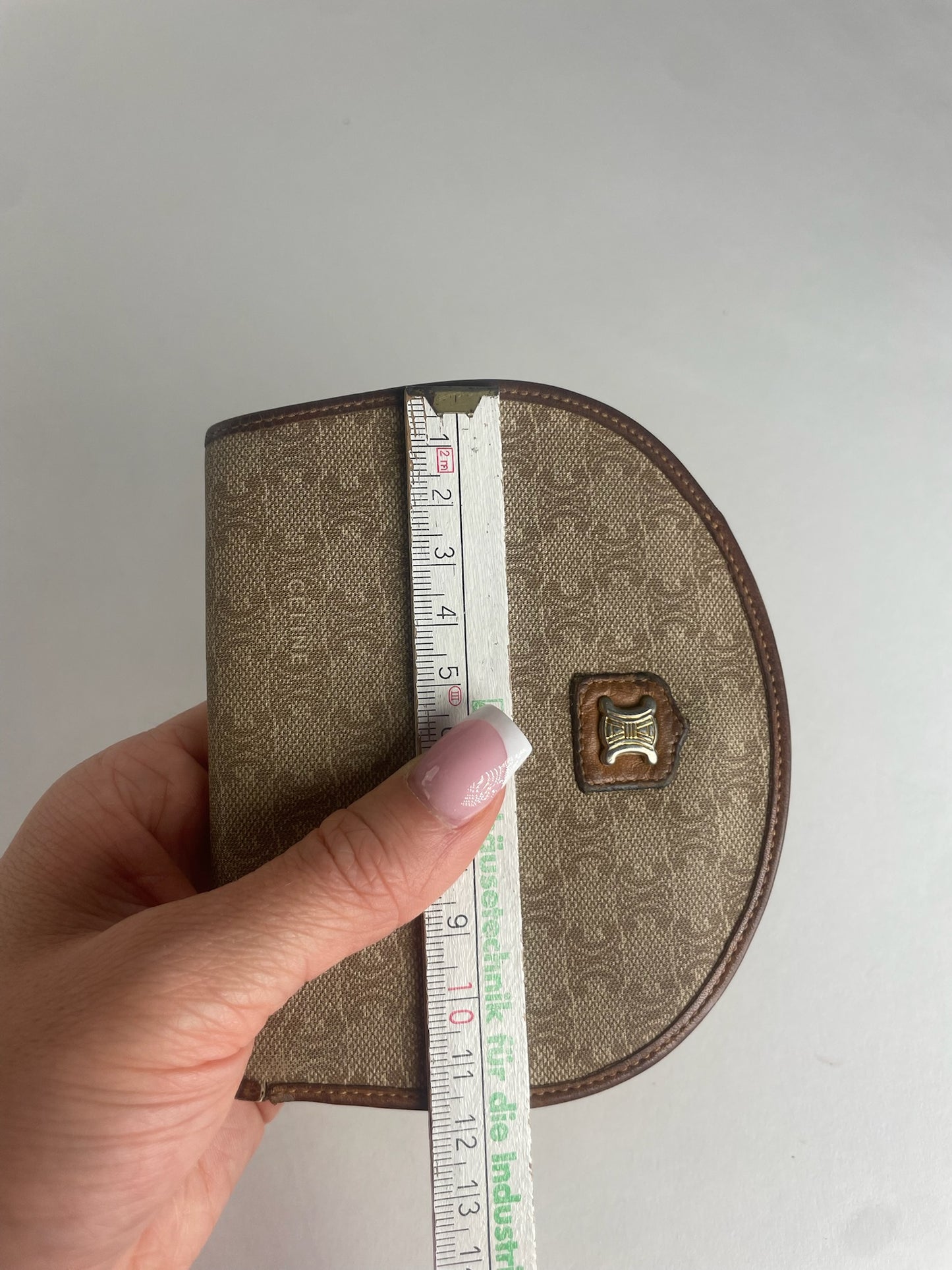 Vintage Celine Paris Leather Monogram Wallet Beige Brown