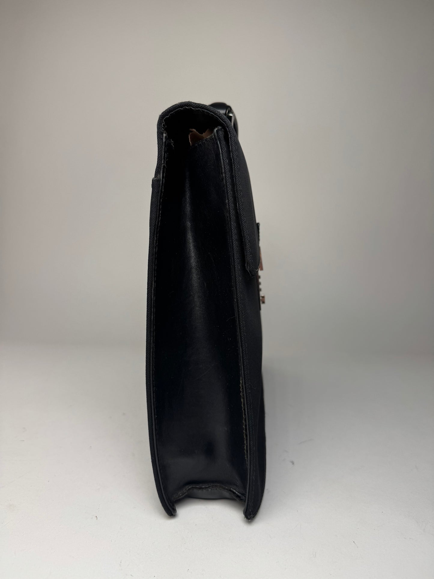 Vintage Gucci Polyester Leather Briefcase Black