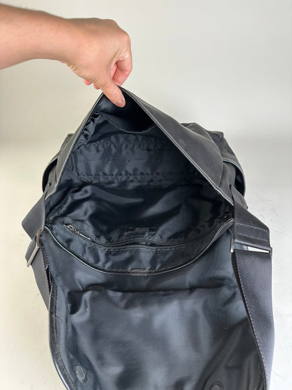 Vintage Burberry Nylon Shoulder Bag Black Silver