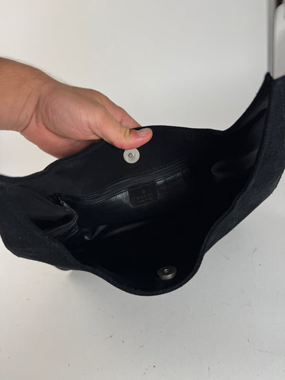 Sac à main vintage Gucci en cuir suédé noir