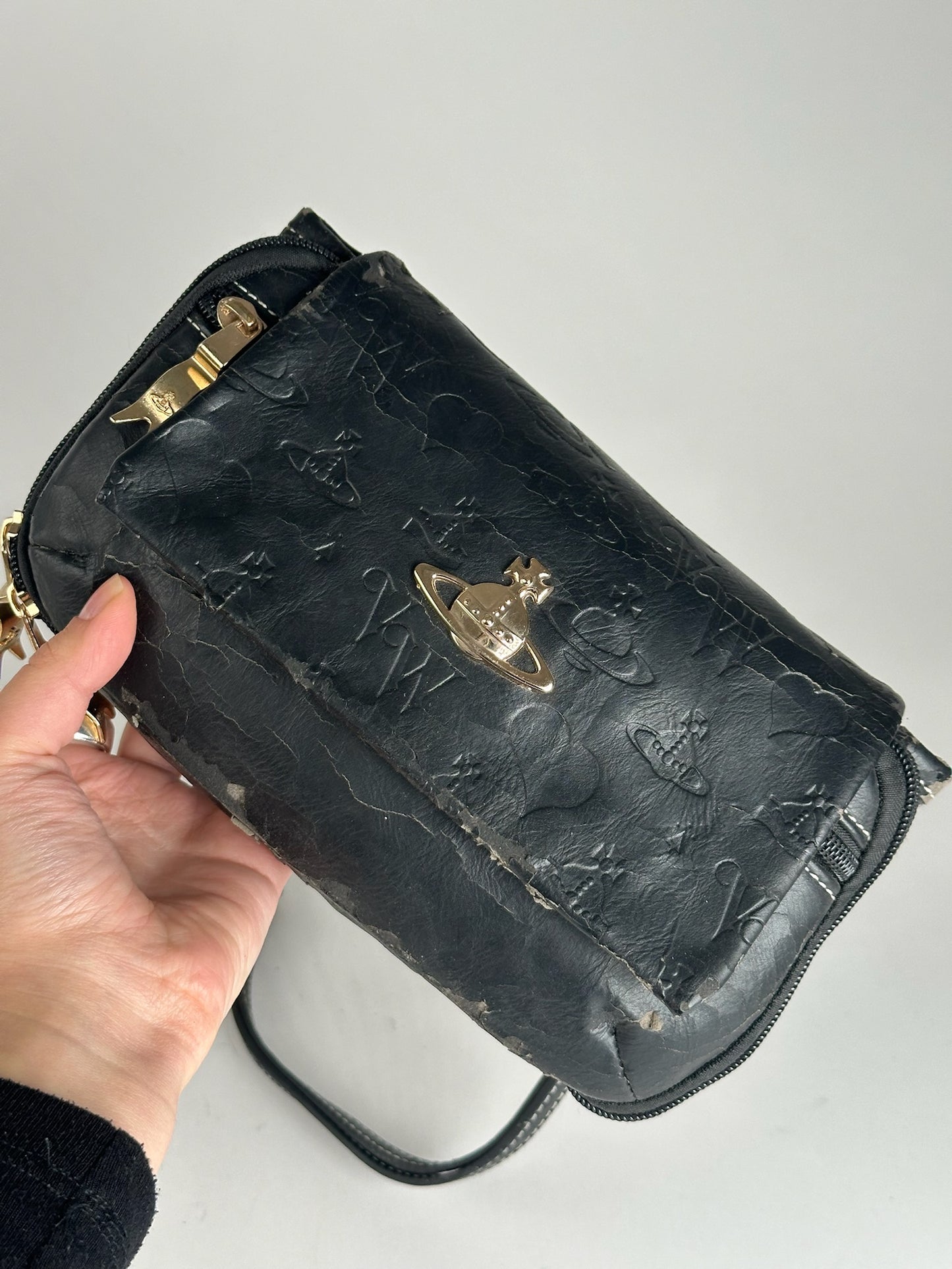 Sac vintage en cuir noir Vivienne Westwood