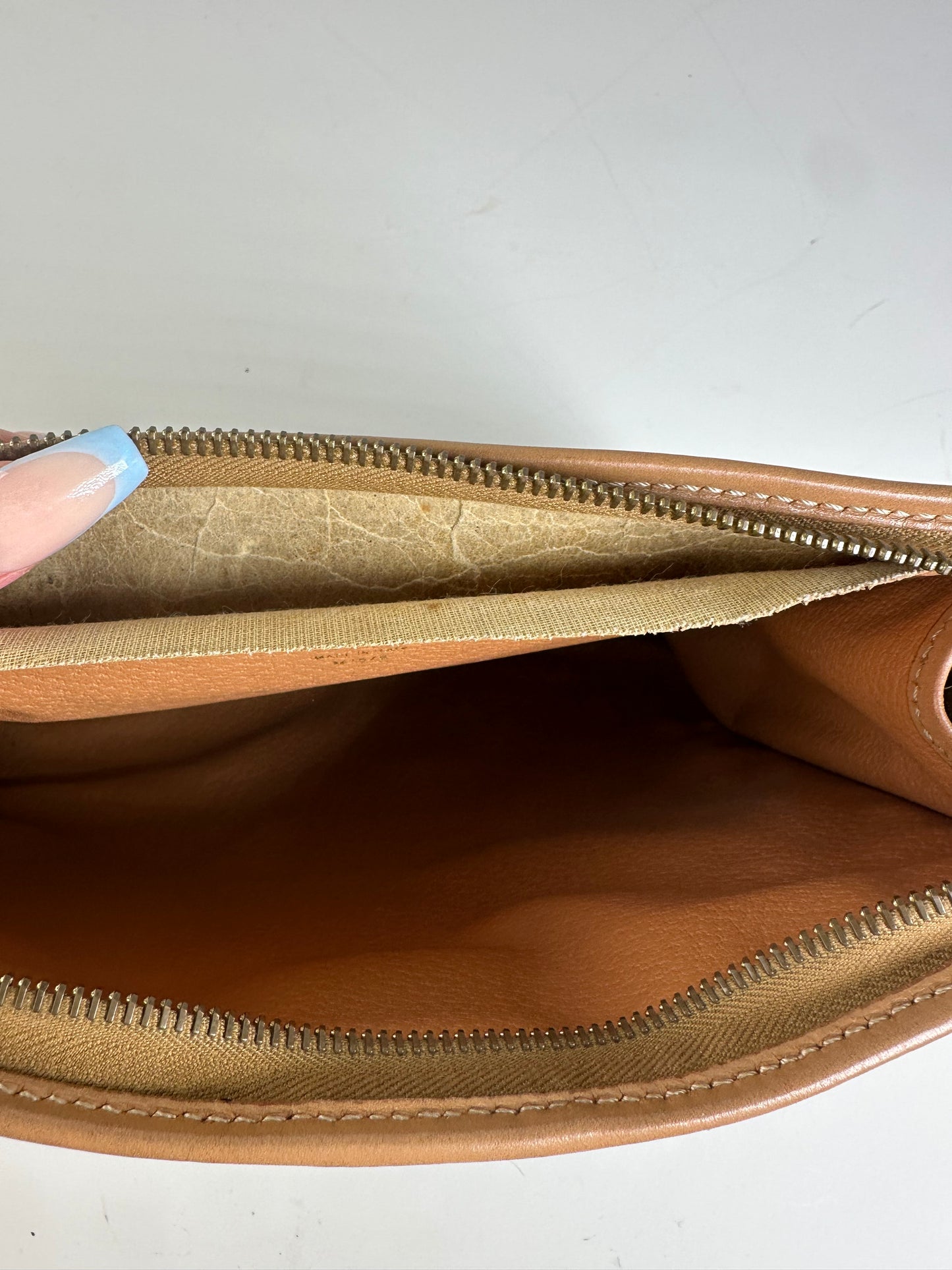 Vintage Celine Macadam Canvas Clutch Bag Brown Tan Gold