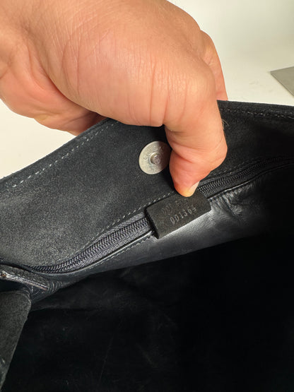 Sac à main vintage Gucci en cuir suédé noir