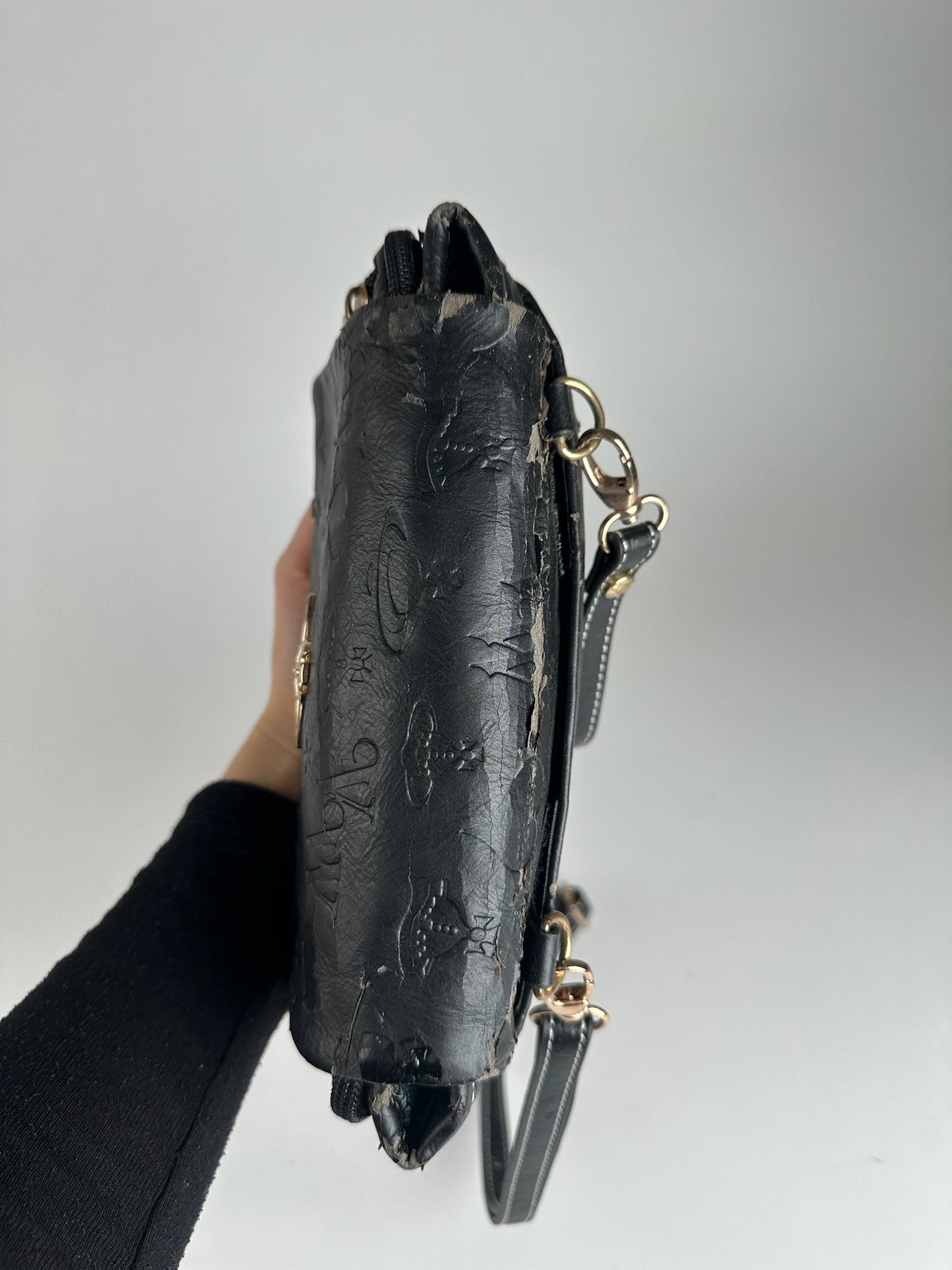 Sac vintage en cuir noir Vivienne Westwood