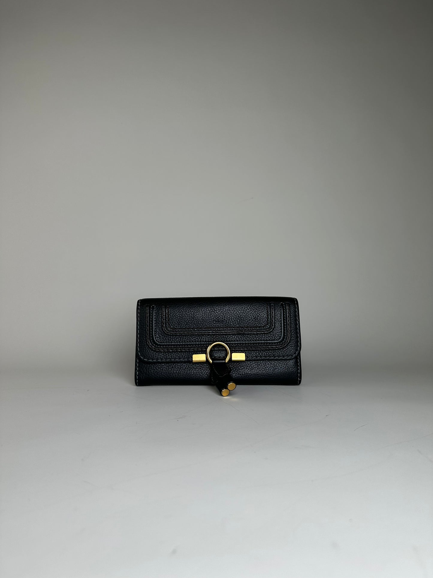 Vintage Chloe Pebbled Leather Wallet Black Gold