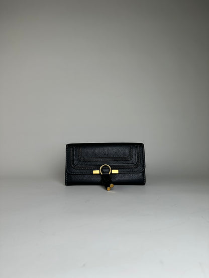 Vintage Chloe Pebbled Leather Wallet Black Gold