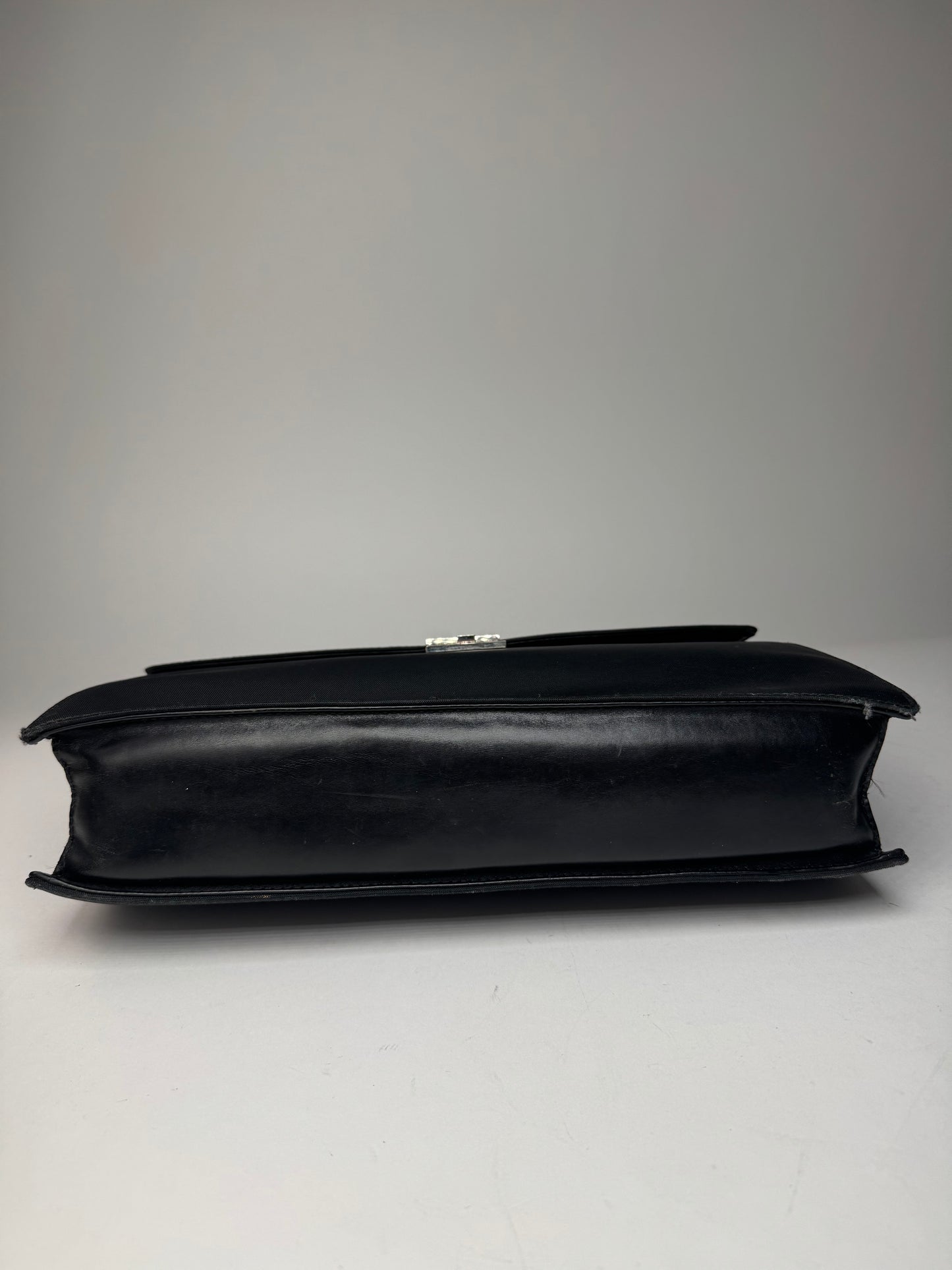 Vintage Gucci Polyester Leather Briefcase Black