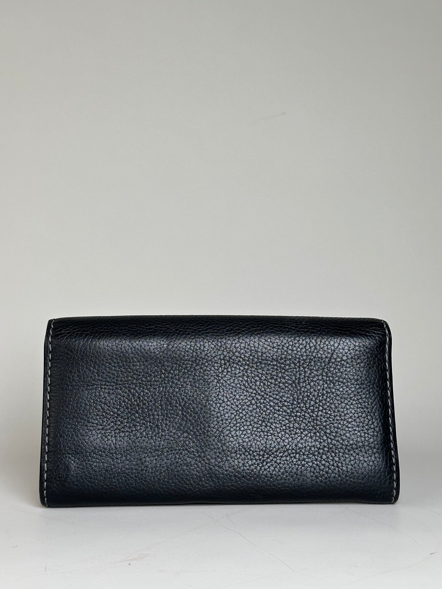 Vintage Chloe Pebbled Leather Wallet Black Gold