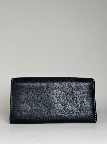 Vintage Chloe Pebbled Leather Wallet Black Gold