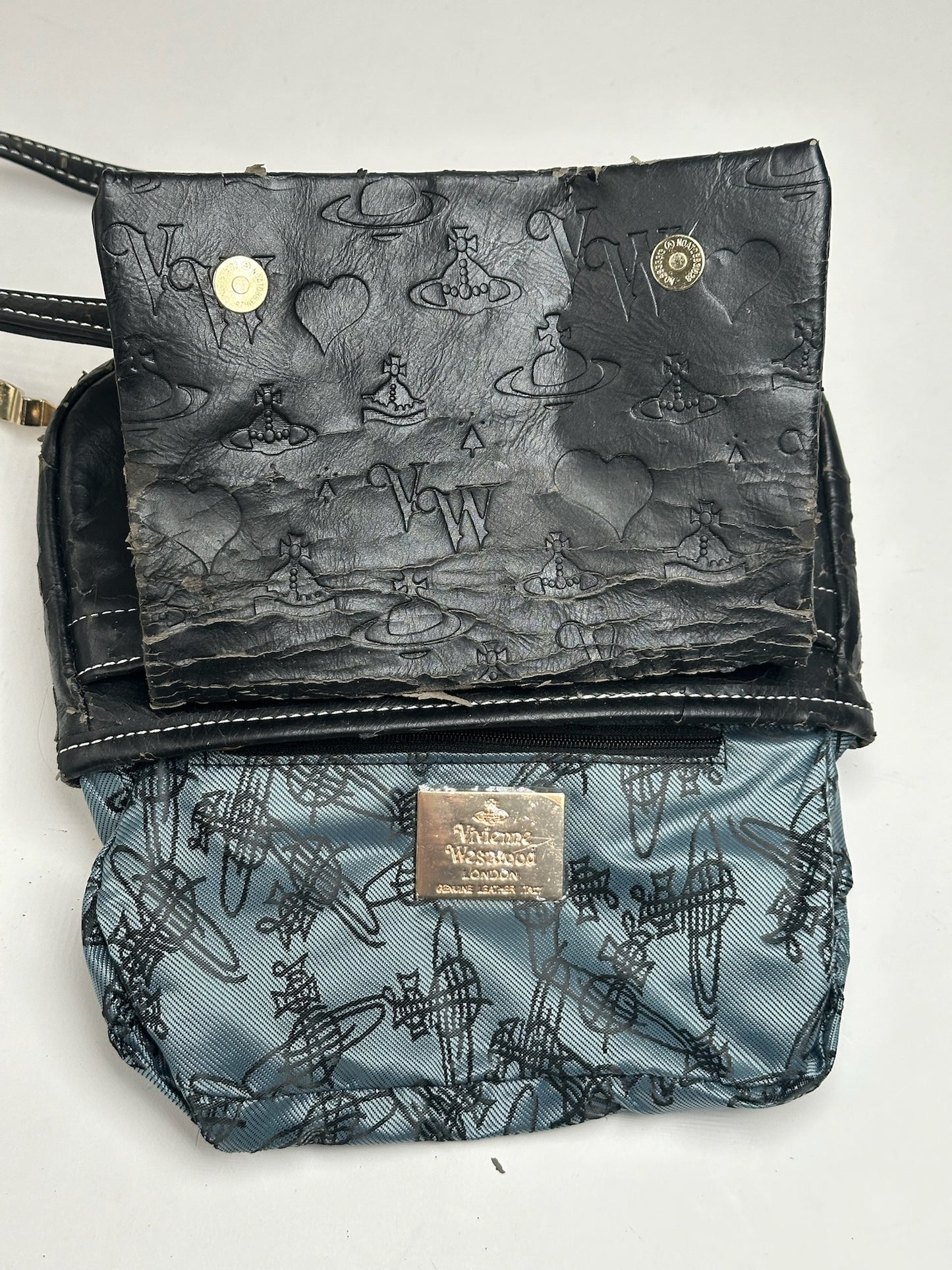 Sac vintage en cuir noir Vivienne Westwood
