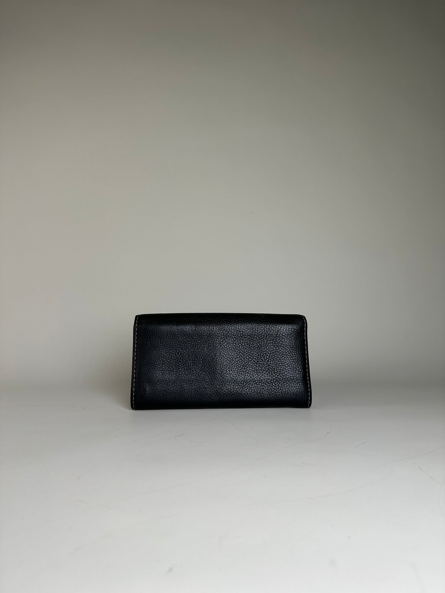 Vintage Chloe Pebbled Leather Wallet Black Gold
