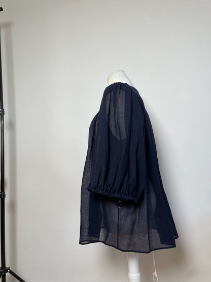 Vintage Yves Saint Laurent Wool Nylon Blouse Navy M