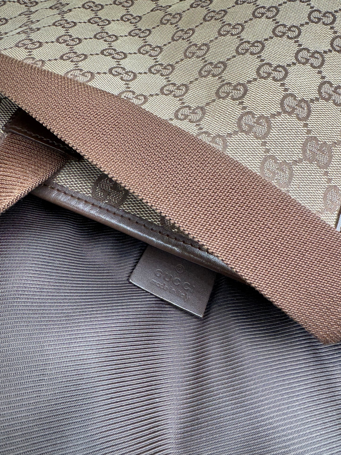 Vintage Gucci Monogram Handbag Beige Brown
