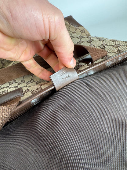 Vintage Gucci Monogram Handbag Beige Brown