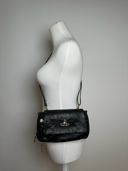 Sac vintage en cuir noir Vivienne Westwood