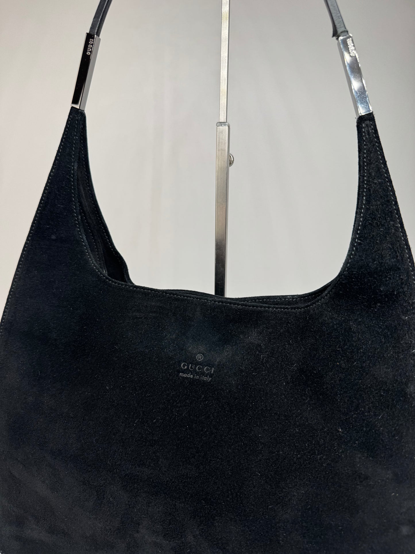 Sac à main vintage Gucci en cuir suédé noir