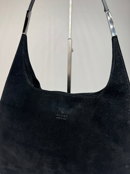Sac à main vintage Gucci en cuir suédé noir