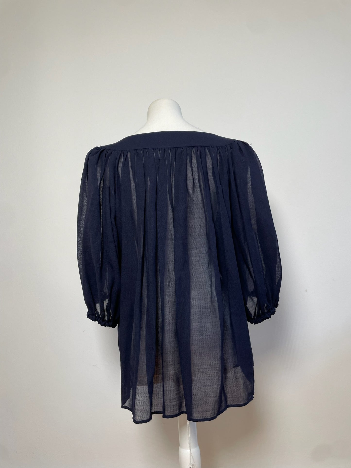 Vintage Yves Saint Laurent Wool Nylon Blouse Navy M