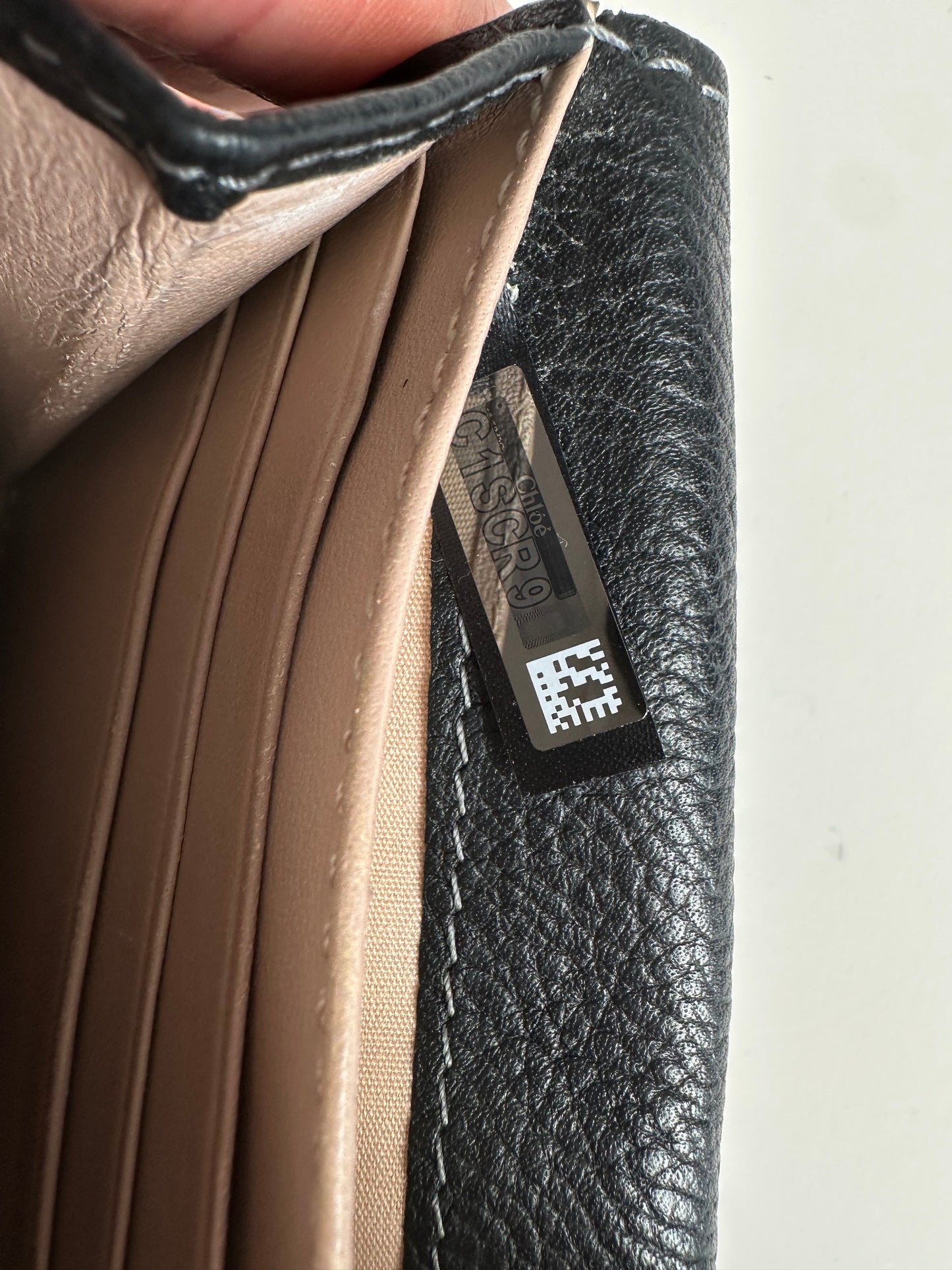 Vintage Chloe Pebbled Leather Wallet Black Gold