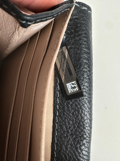 Vintage Chloe Pebbled Leather Wallet Black Gold