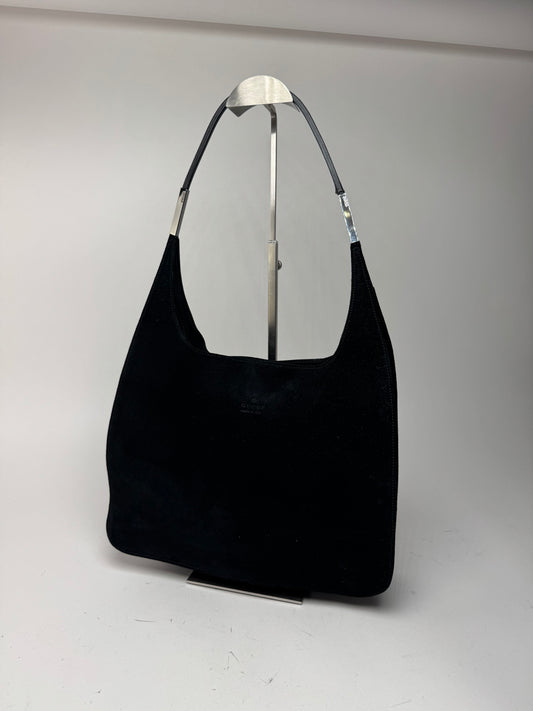 Sac à main vintage Gucci en cuir suédé noir