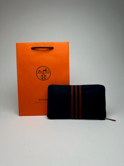 Vintage Hermes Canvas Wallet Navy