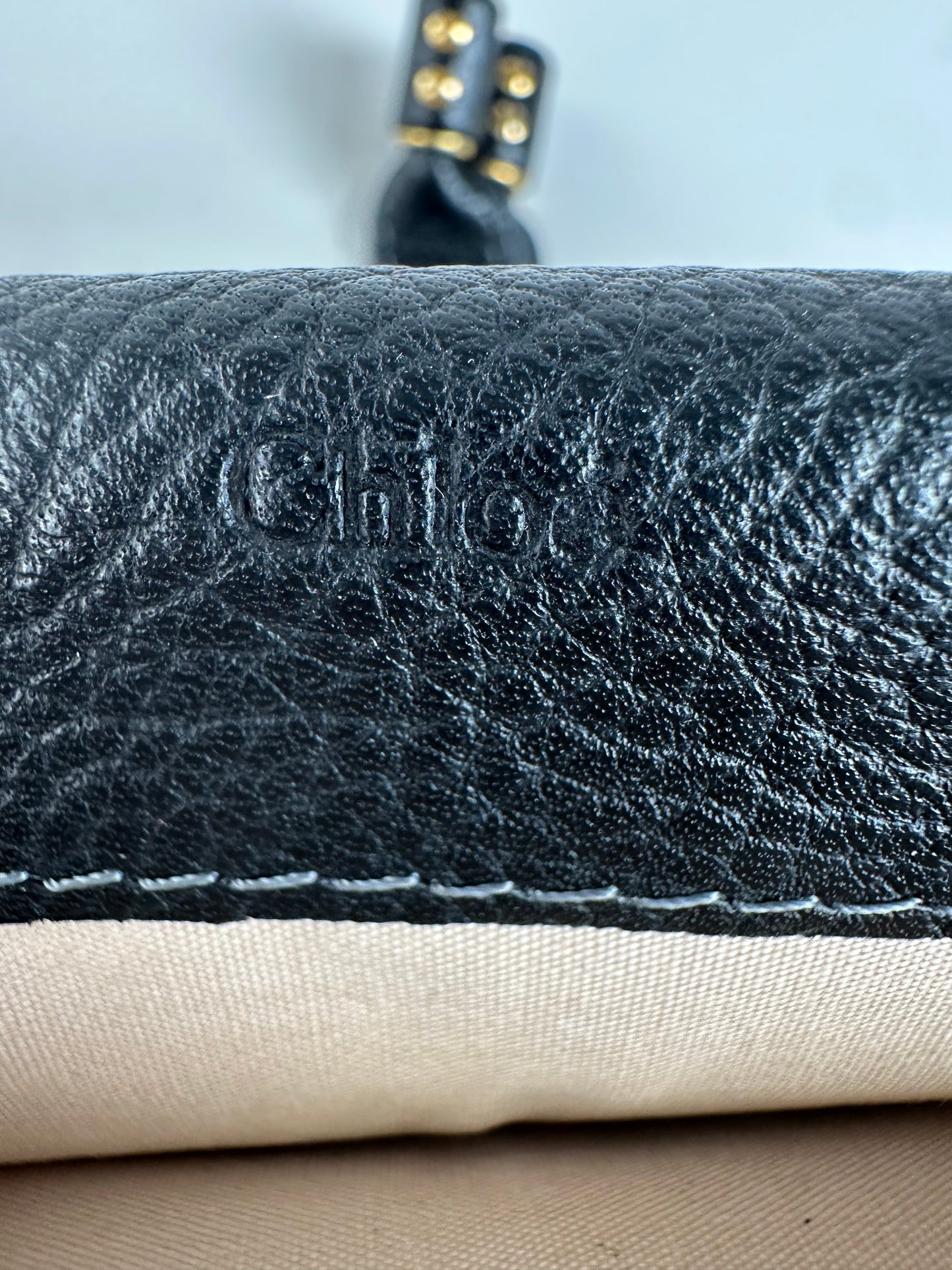 Vintage Chloe Pebbled Leather Wallet Black Gold