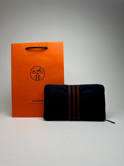 Vintage Hermes Canvas Wallet Navy