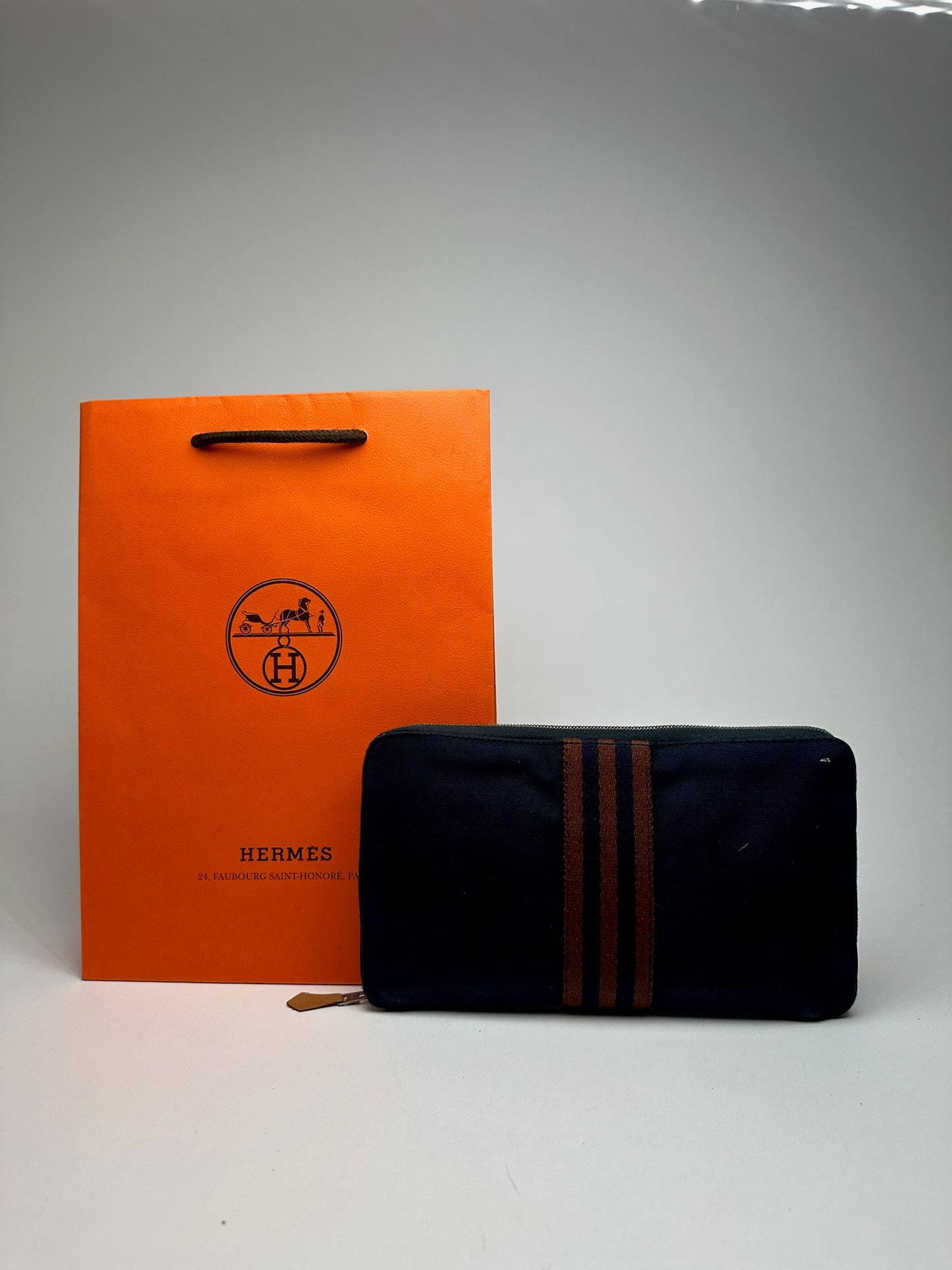 Vintage Hermes Canvas Wallet Navy