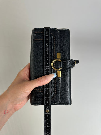 Vintage Chloe Pebbled Leather Wallet Black Gold