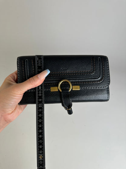 Vintage Chloe Pebbled Leather Wallet Black Gold