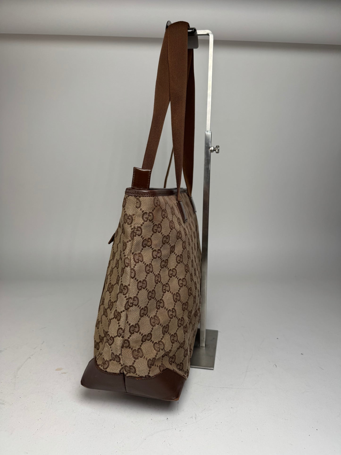 Vintage Gucci Monogram Handbag Beige Brown