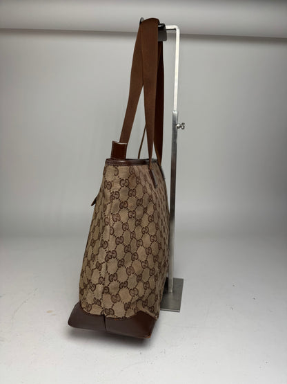 Vintage Gucci Monogram Handbag Beige Brown