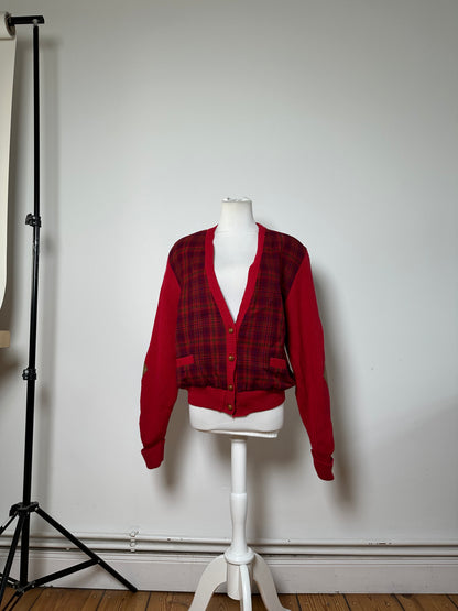 Vintage Dior Silk Cotton Cardigan Red Maroon M