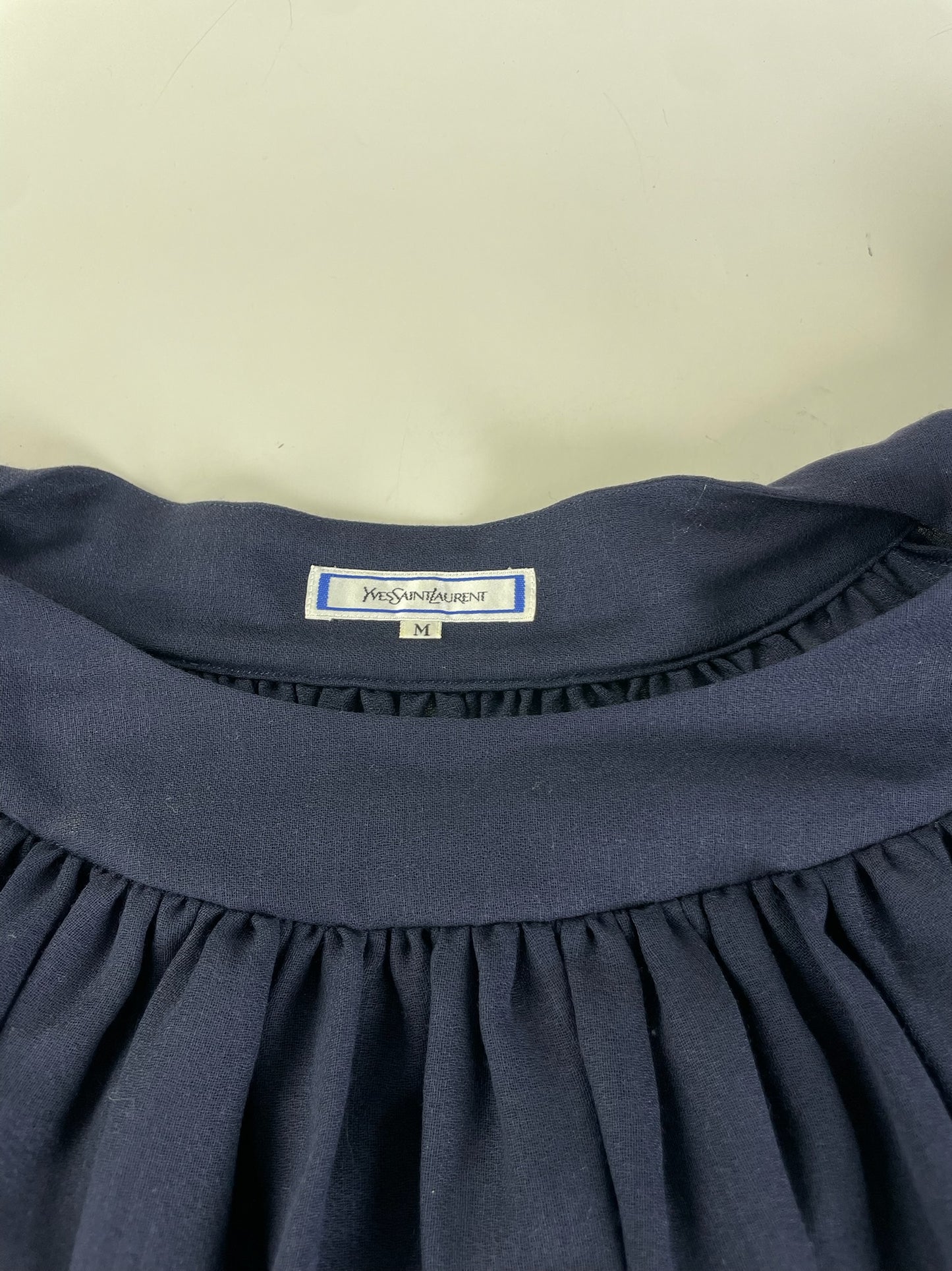 Vintage Yves Saint Laurent Wool Nylon Blouse Navy M