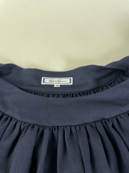 Vintage Yves Saint Laurent Wool Nylon Blouse Navy M