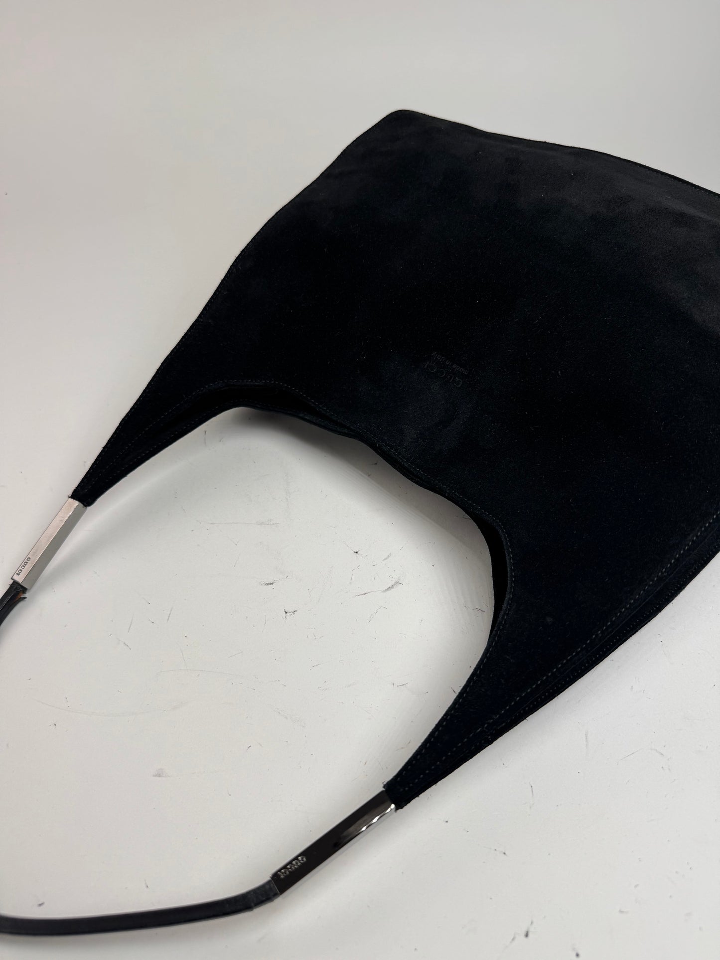 Sac à main vintage Gucci en cuir suédé noir