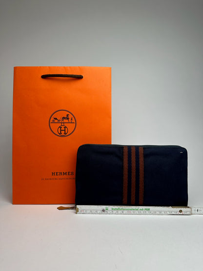 Vintage Hermes Canvas Wallet Navy