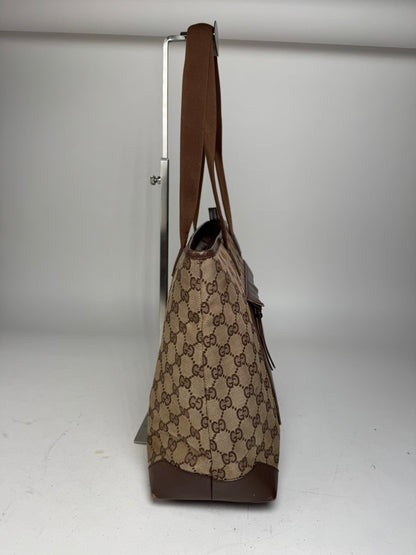 Vintage Gucci Monogram Handbag Beige Brown
