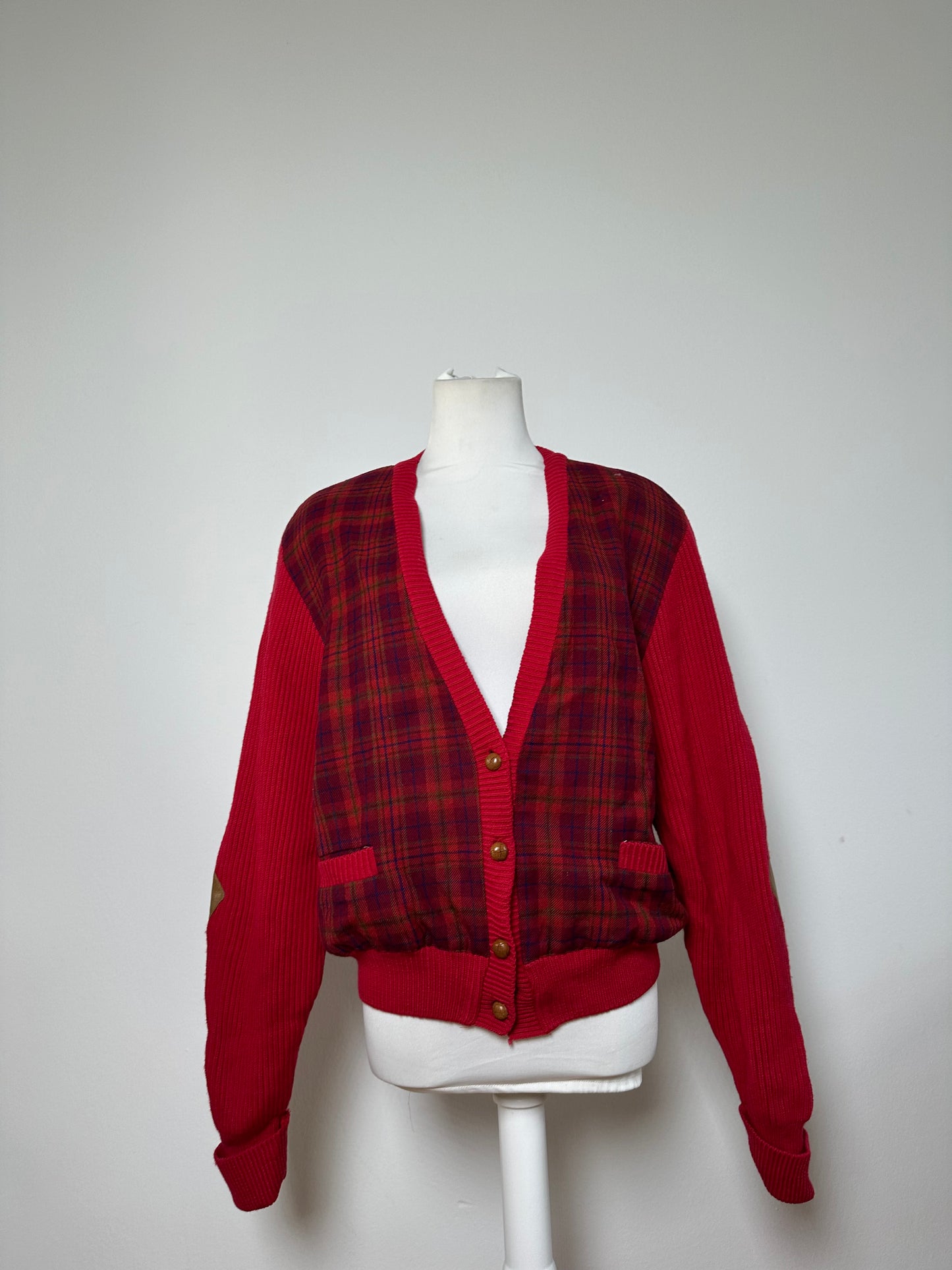 Vintage Dior Silk Cotton Cardigan Red Maroon M