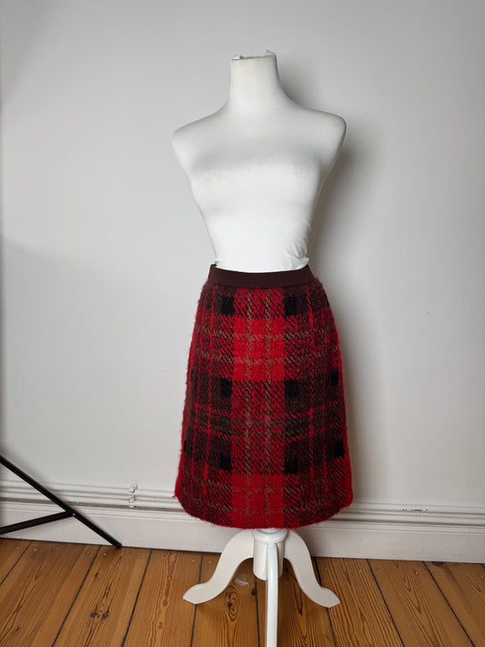 Vintage Yves Saint Laurent Checked Skirt Red Black