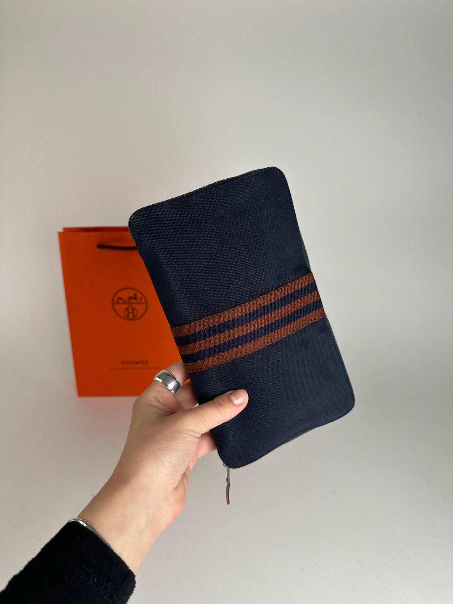Vintage Hermes Canvas Wallet Navy