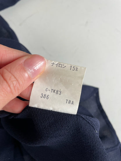 Vintage Yves Saint Laurent Wool Nylon Blouse Navy M