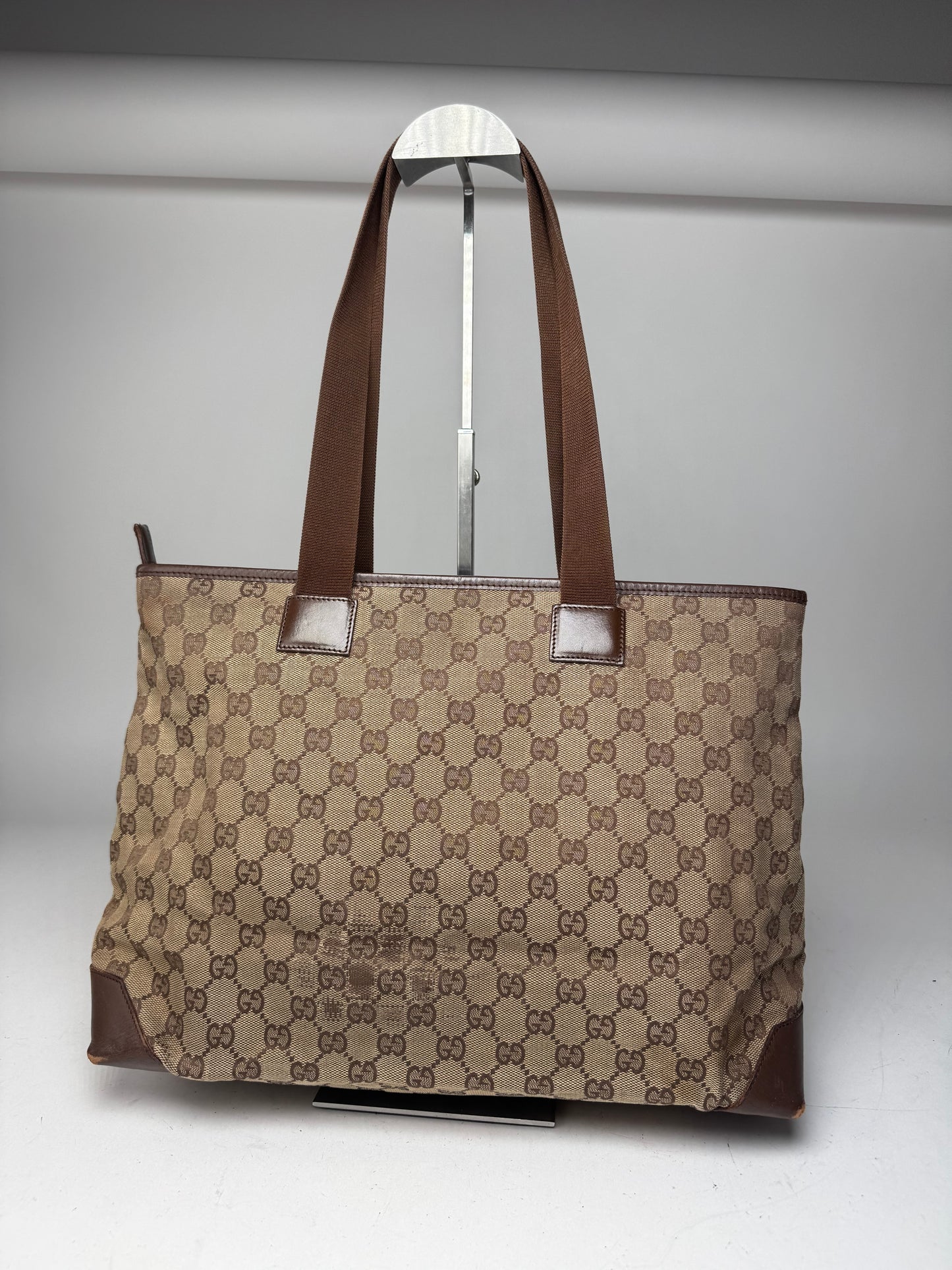 Vintage Gucci Monogram Handbag Beige Brown