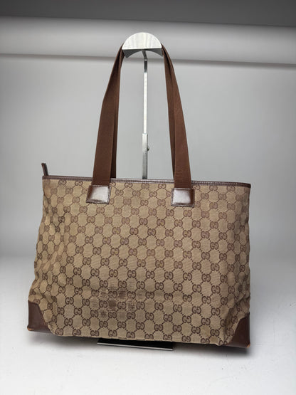 Vintage Gucci Monogram Handbag Beige Brown